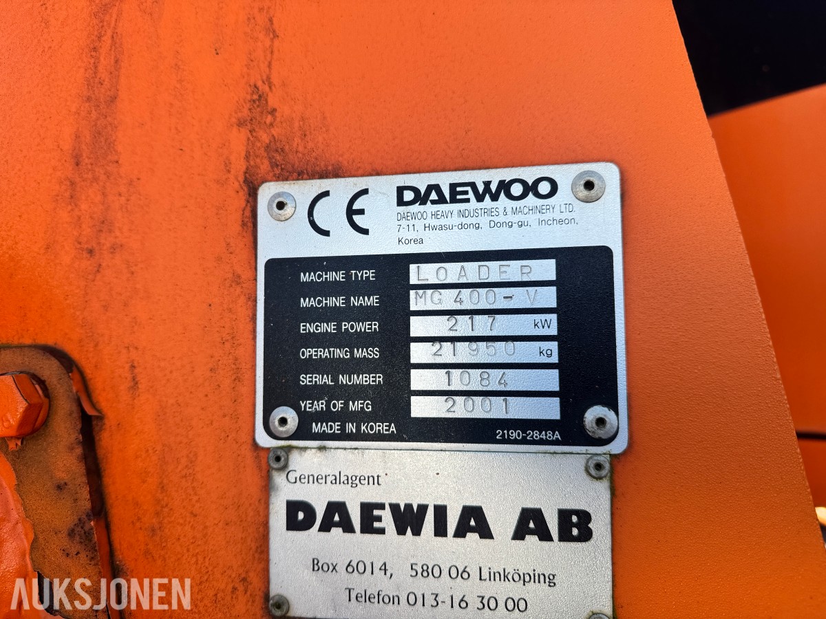 2001 Daewoo Hjullaster MG400-V - 9397 Timer