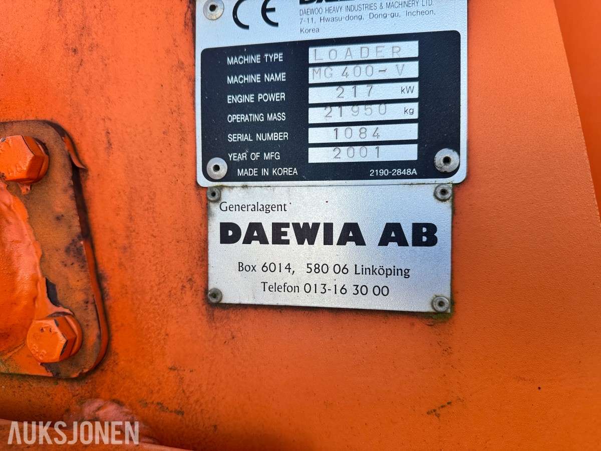 2001 Daewoo Hjullaster MG400-V - 9397 Timer