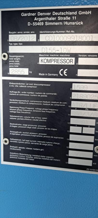 2 stk ubrukte CompAir D155 Kompressorer som er seriekoblet