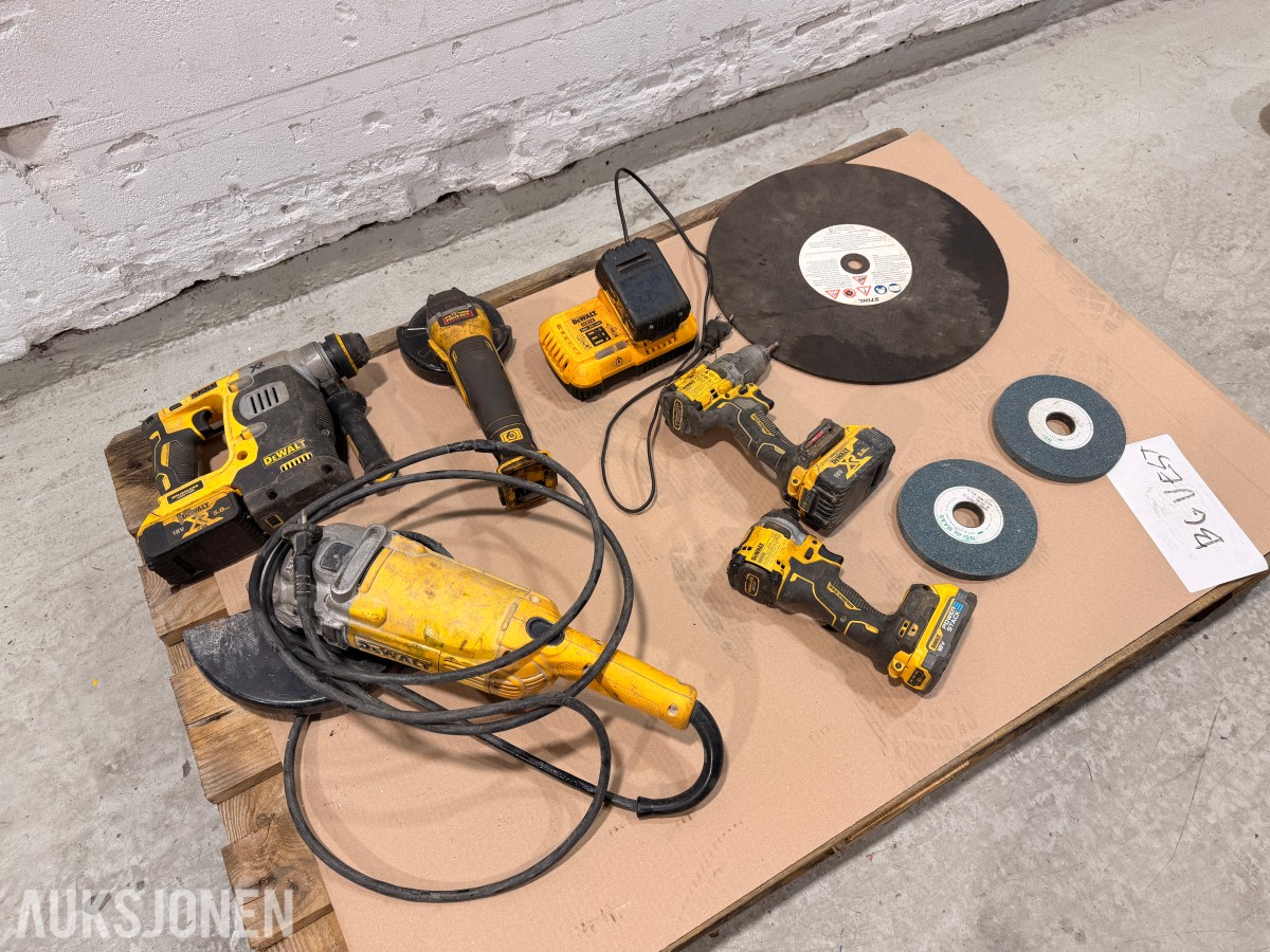 DeWalt verktøypakke 18V XR – borhammer, vinkelsliper, muttertrekker