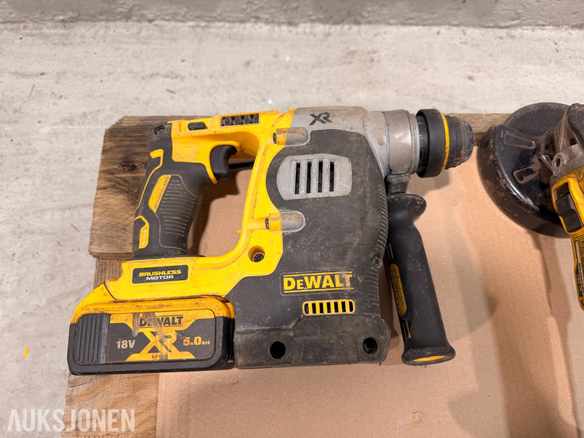 DeWalt verktøypakke 18V XR – borhammer, vinkelsliper, muttertrekker