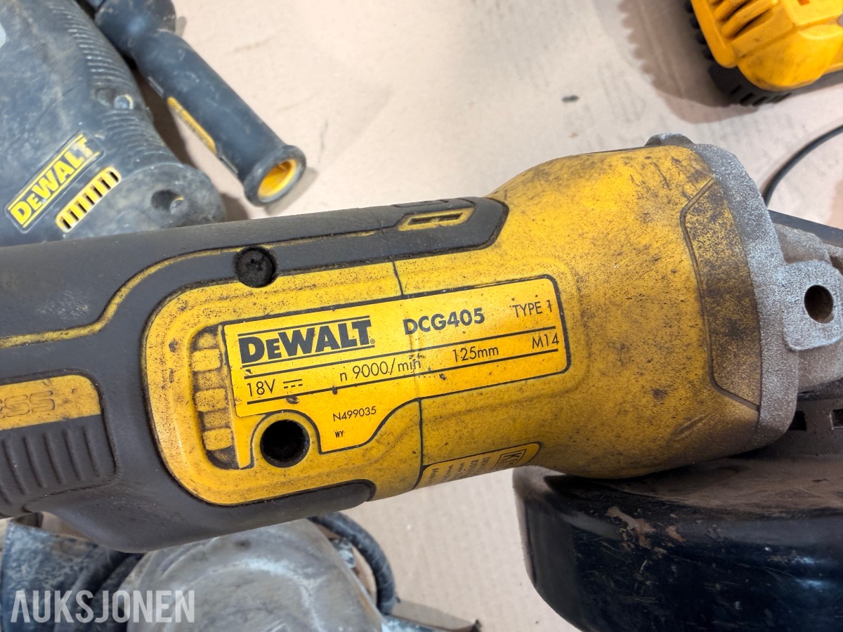 DeWalt verktøypakke 18V XR – borhammer, vinkelsliper, muttertrekker