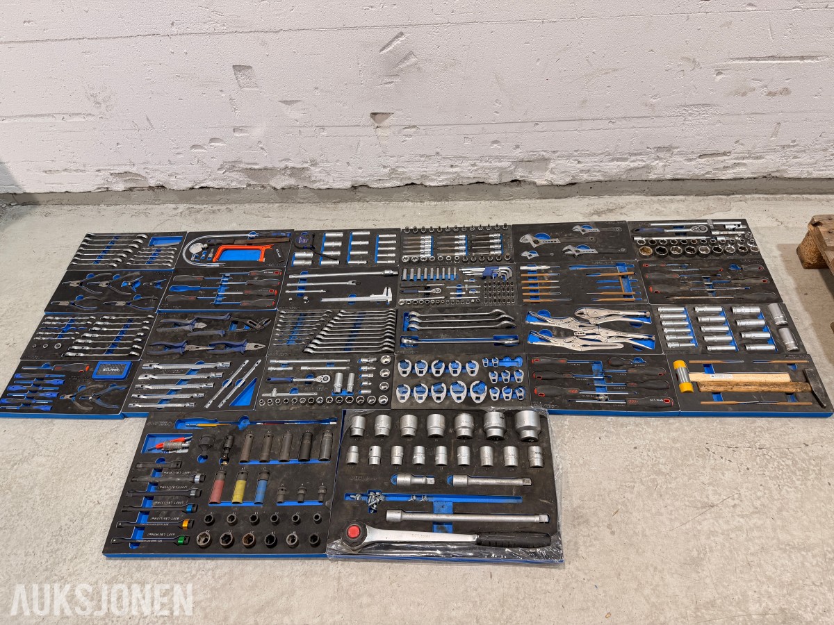 KCL Tools verktøysett med skuffeinnlegg – piper, nøkler og håndverktøy