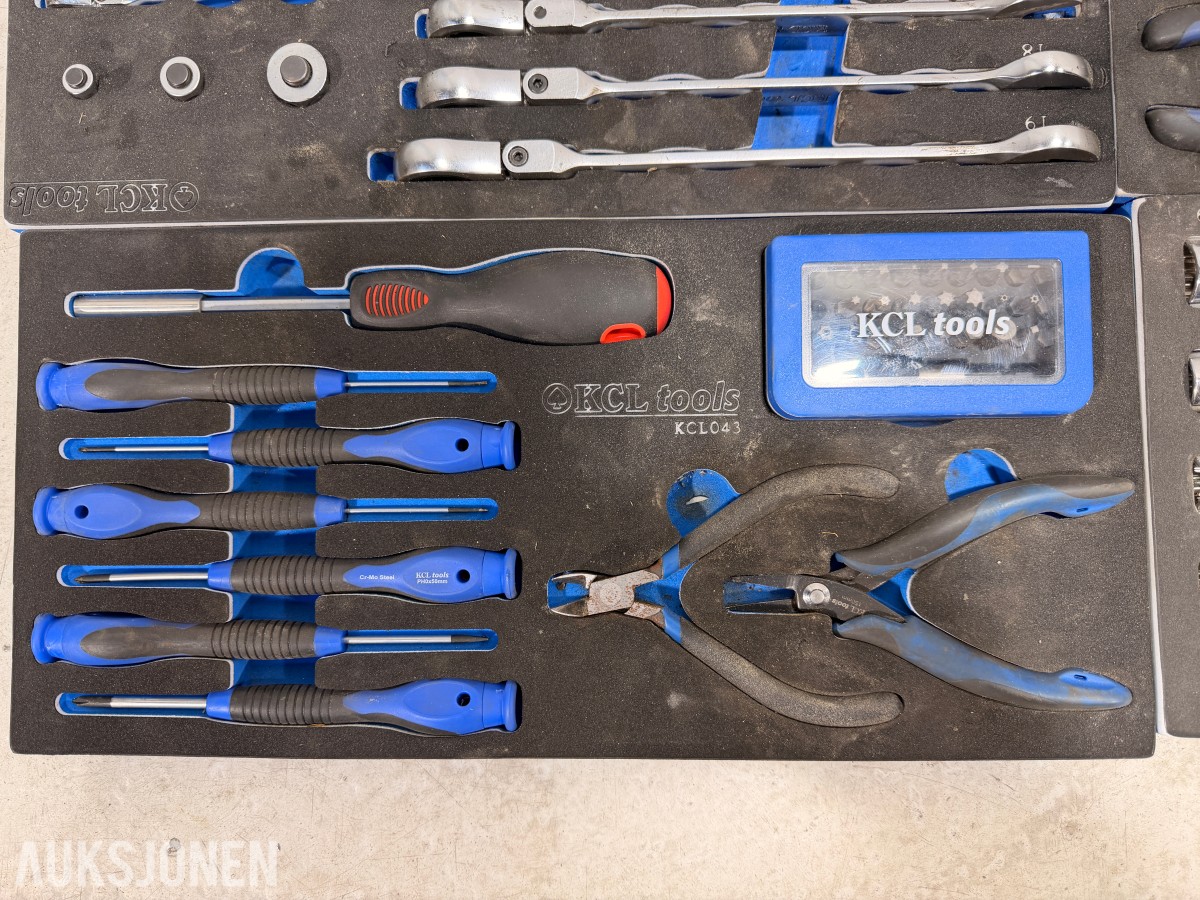KCL Tools verktøysett med skuffeinnlegg – piper, nøkler og håndverktøy