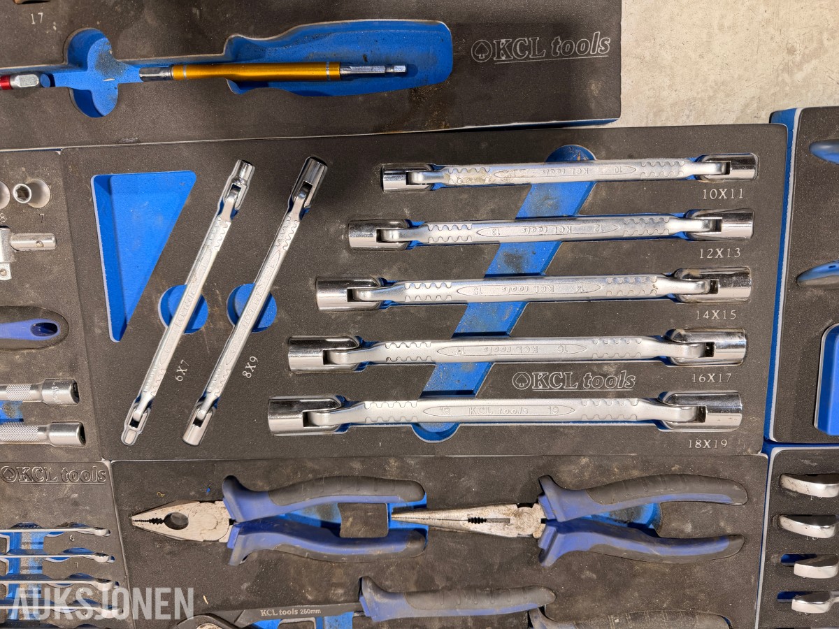 KCL Tools verktøysett med skuffeinnlegg – piper, nøkler og håndverktøy