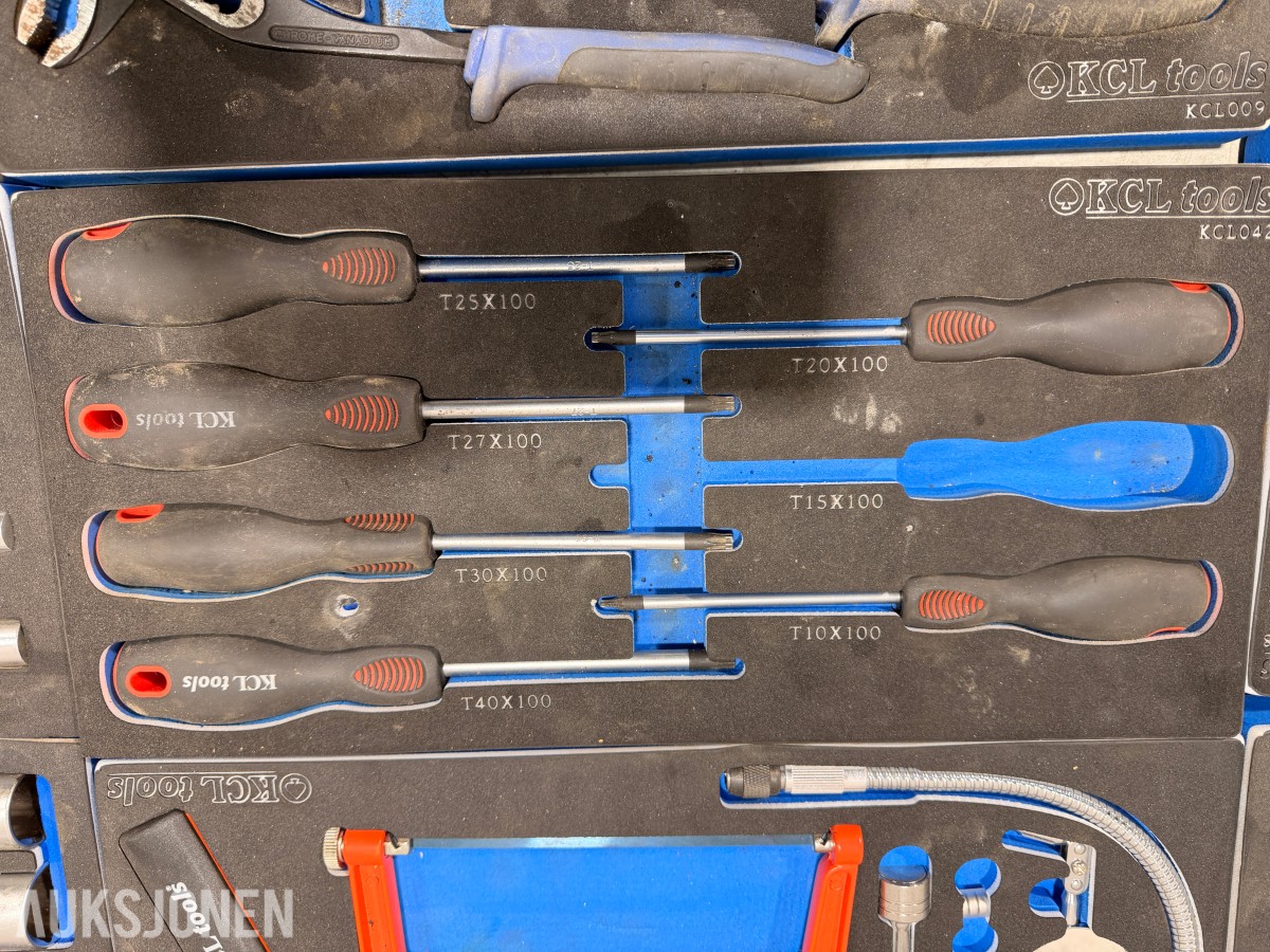 KCL Tools verktøysett med skuffeinnlegg – piper, nøkler og håndverktøy
