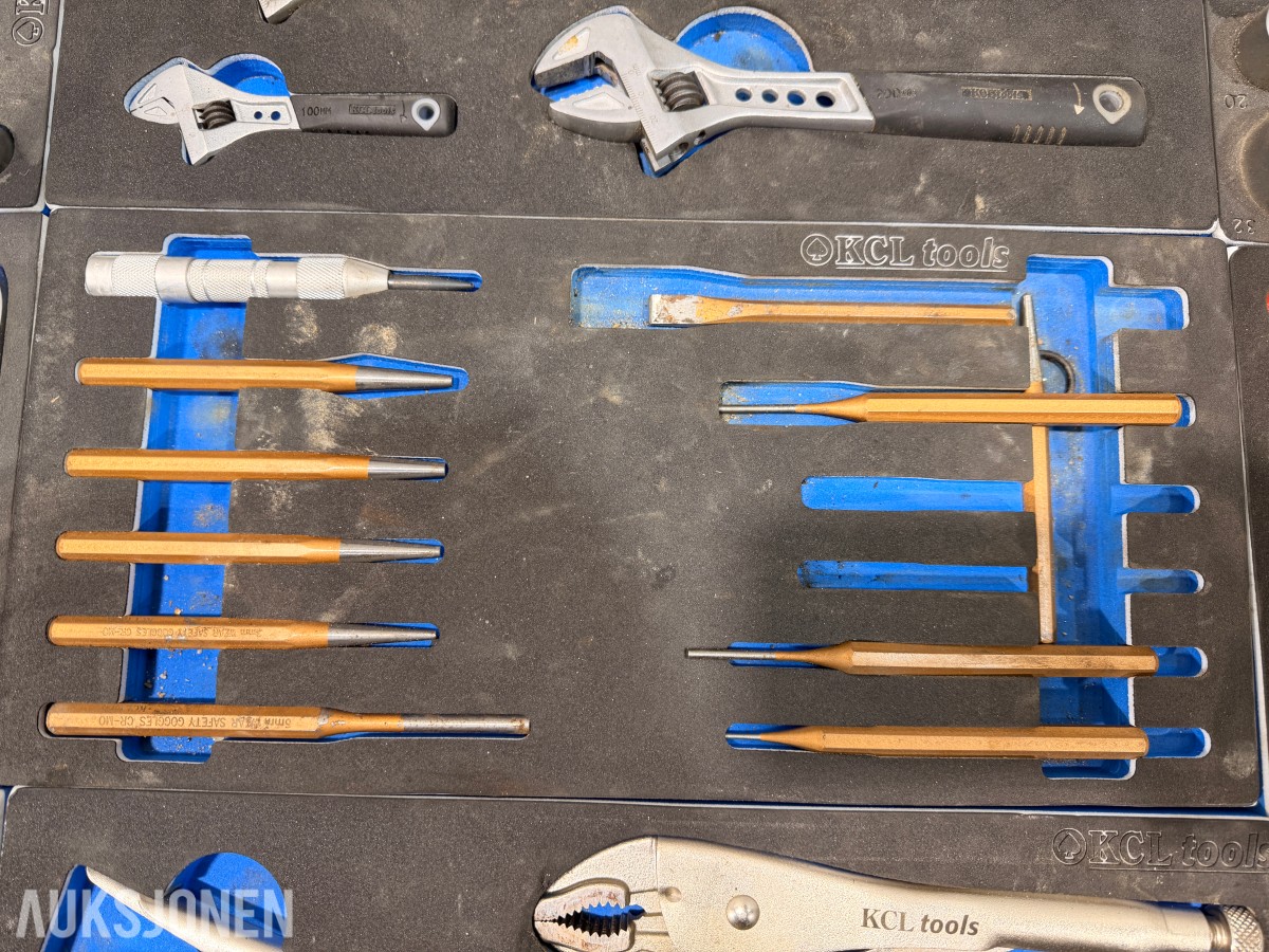 KCL Tools verktøysett med skuffeinnlegg – piper, nøkler og håndverktøy