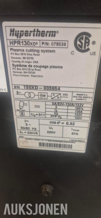 Hypertherm HPR130XD kilde til plasmaskjærer