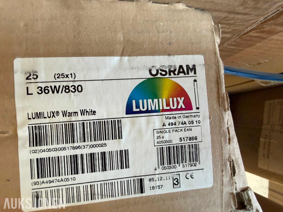 1500 x Lysrør og tilbehør: Philips, Nordeon, Osram