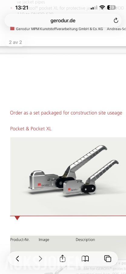 2024 Gerodur Pocket - Kniv for rør m/kappe