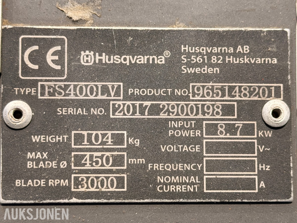 Husqvarna – proff gulvsag / asfaltkutter FS400LV