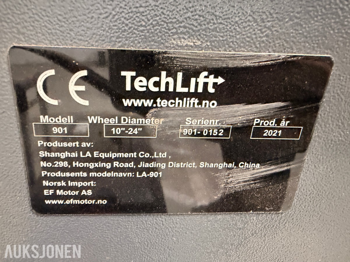 2021 TechLift 901 hjulbalanseringsmaskin + tilbehør