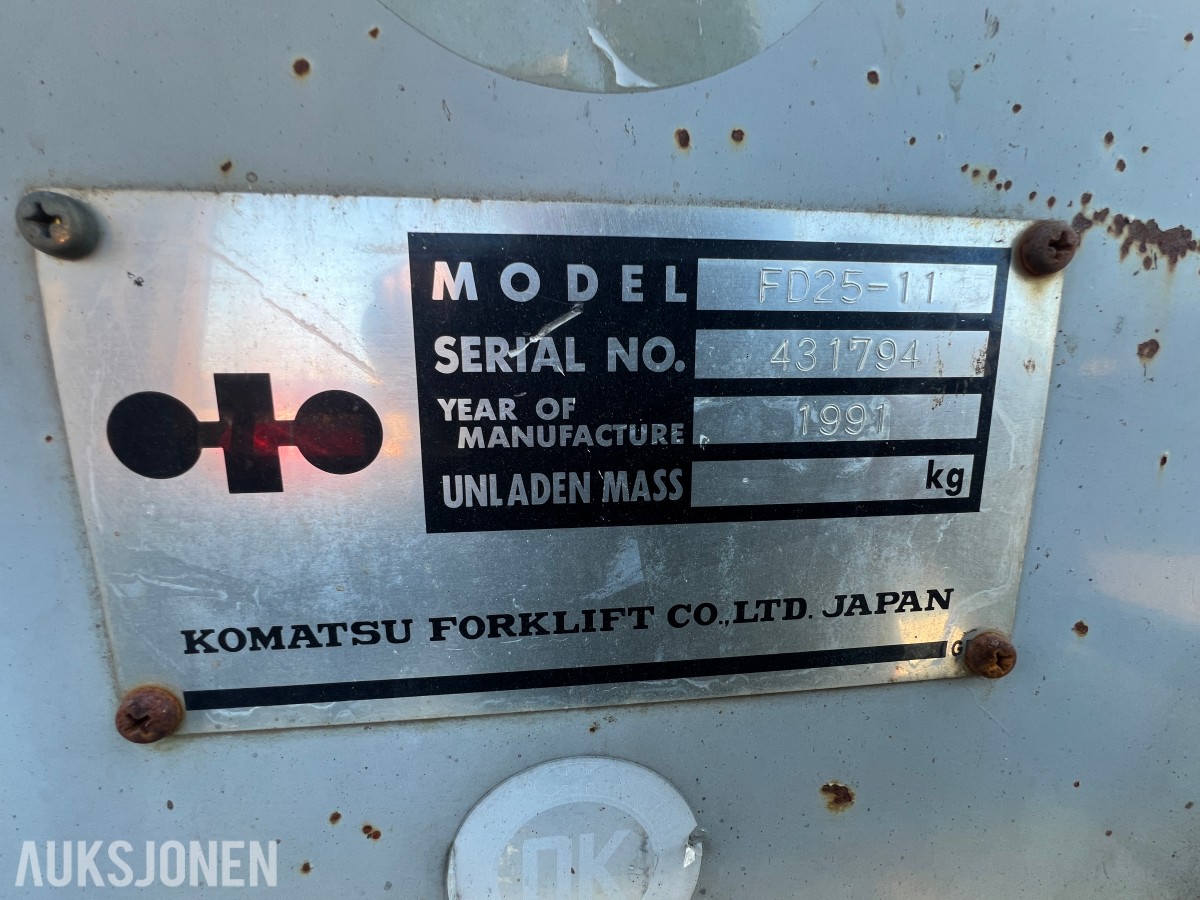 1991 Komatsu FD 25 11 Repp objekt