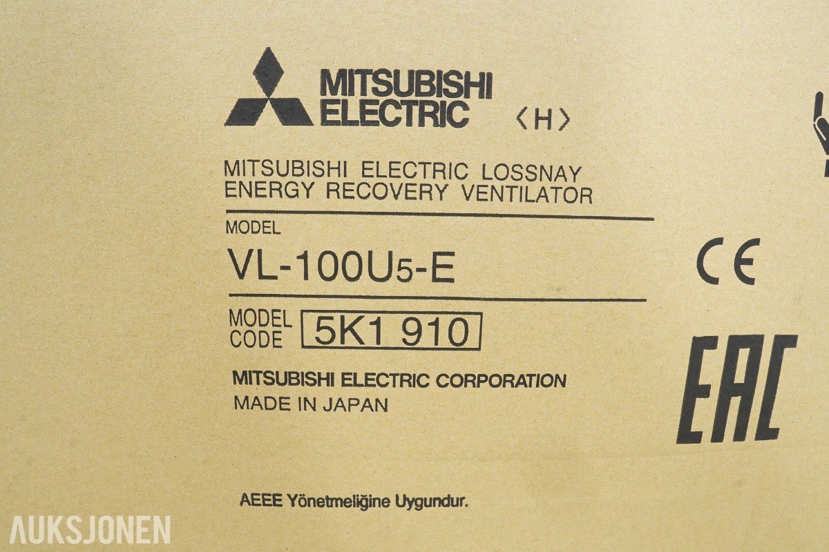 1 stk Mitsubishi Electric VL-100U5-E miniventilasjon 