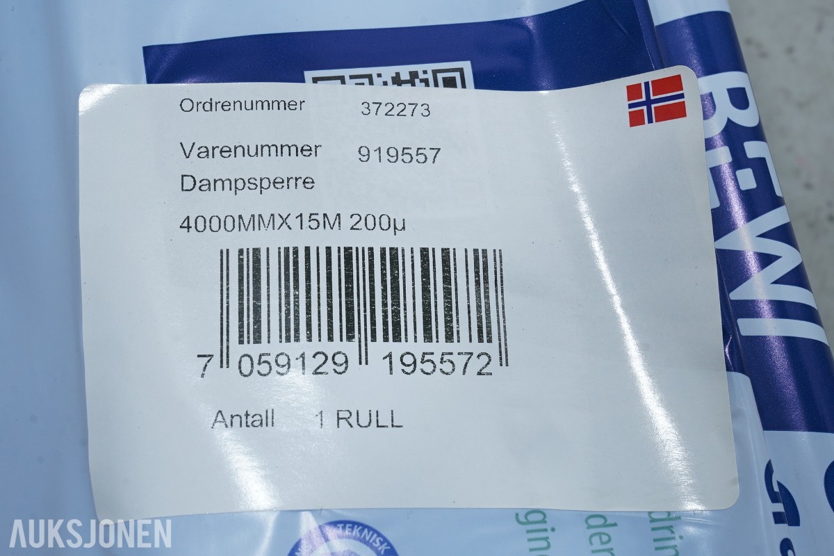 40 stk. ruller med dampsperre 4000mm x 15m 200µ
