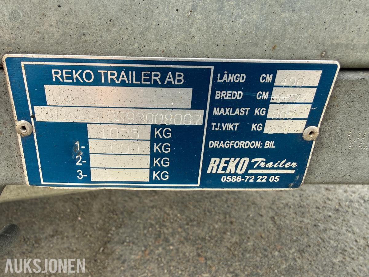 2010 Reko Trailer Planhenger med glassfibertopp og tipp