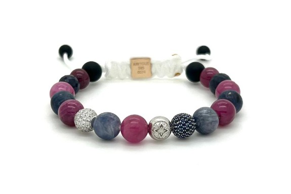 ARKTOUS BEADS ARMBÅND I 14K GULL MED RUBINER, SAFIRER OG DIAMANTER VEIL KR: 102 000,- - 48 timers auksjon