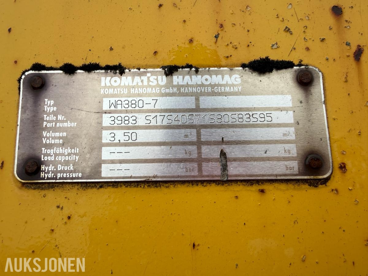 Komatsu WA380-7 skuffe 3,5 m³ m/ Volvo BM feste