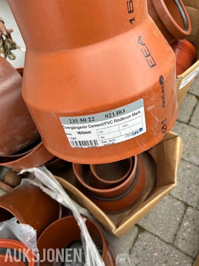 Masser nye rørdeler 160, 125 med mer