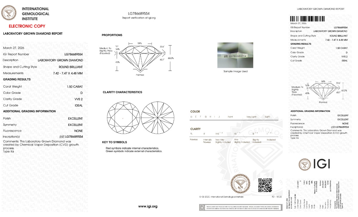 1.50 CT DIAMANT | D/VVS2 | IDEAL CUT | IGI-SERTIFISERT!