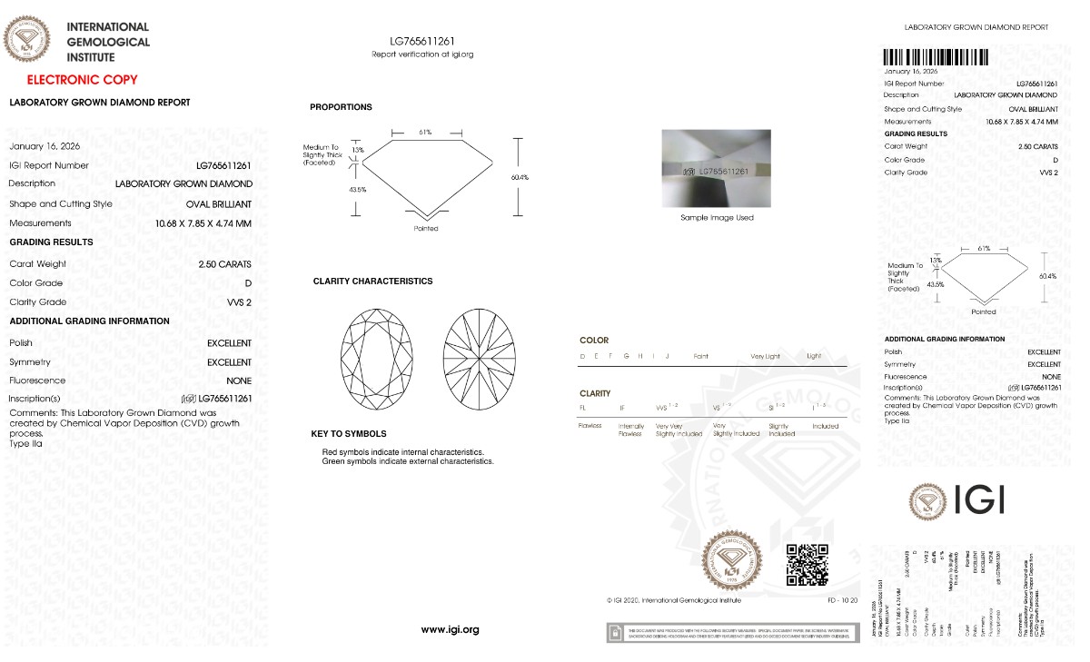 stor diamant på 2.50ct | D/VVS2 | Excellent | Oval | IGI!