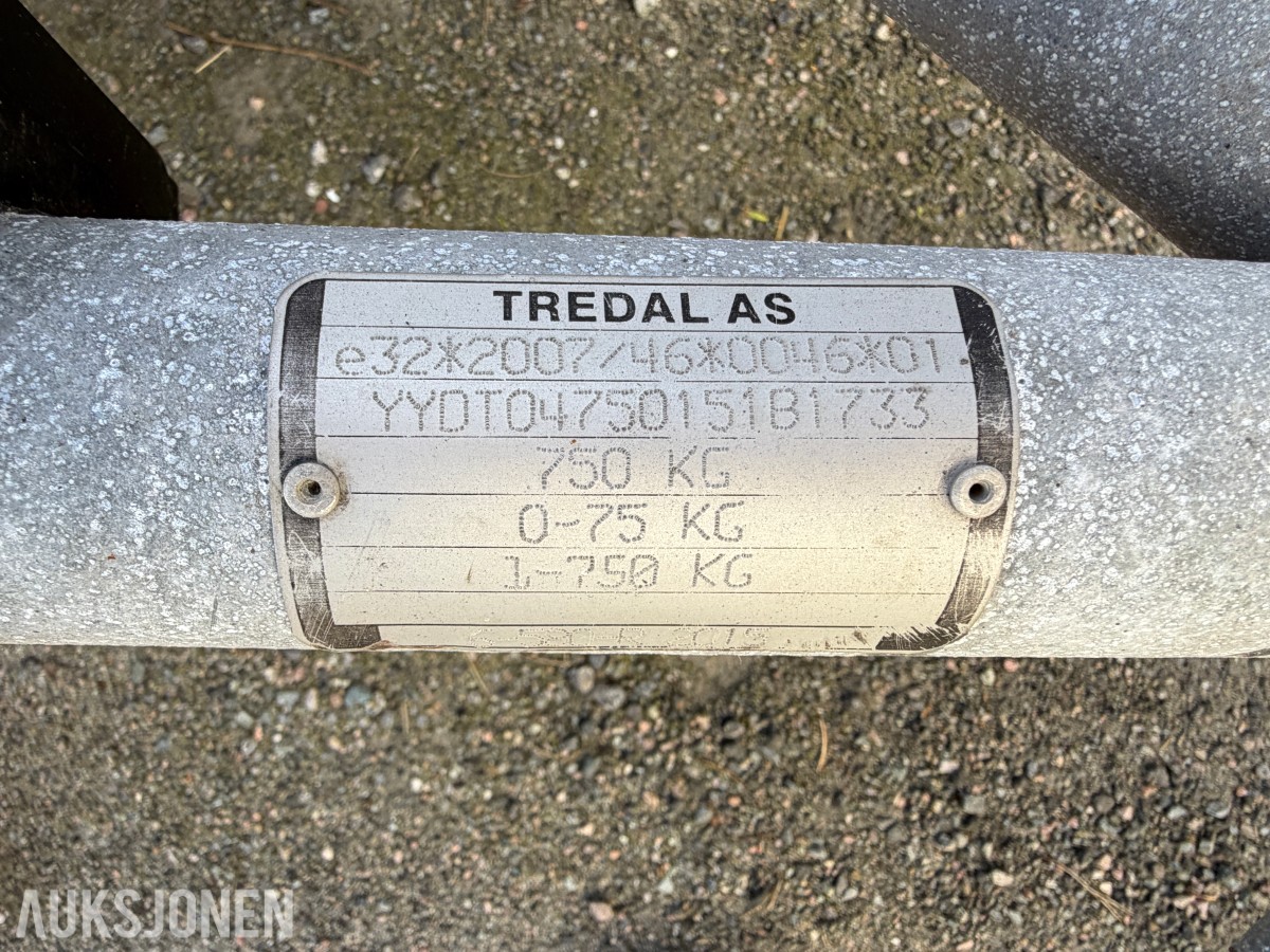 2015 TREDAL 6-580-R TILHENGER -1 AKSLET - 565KG NYTTELAST