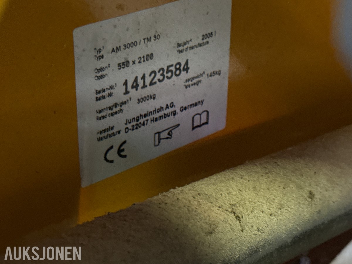 Jungheinrich pallejekk 3000 kg – lange gafler