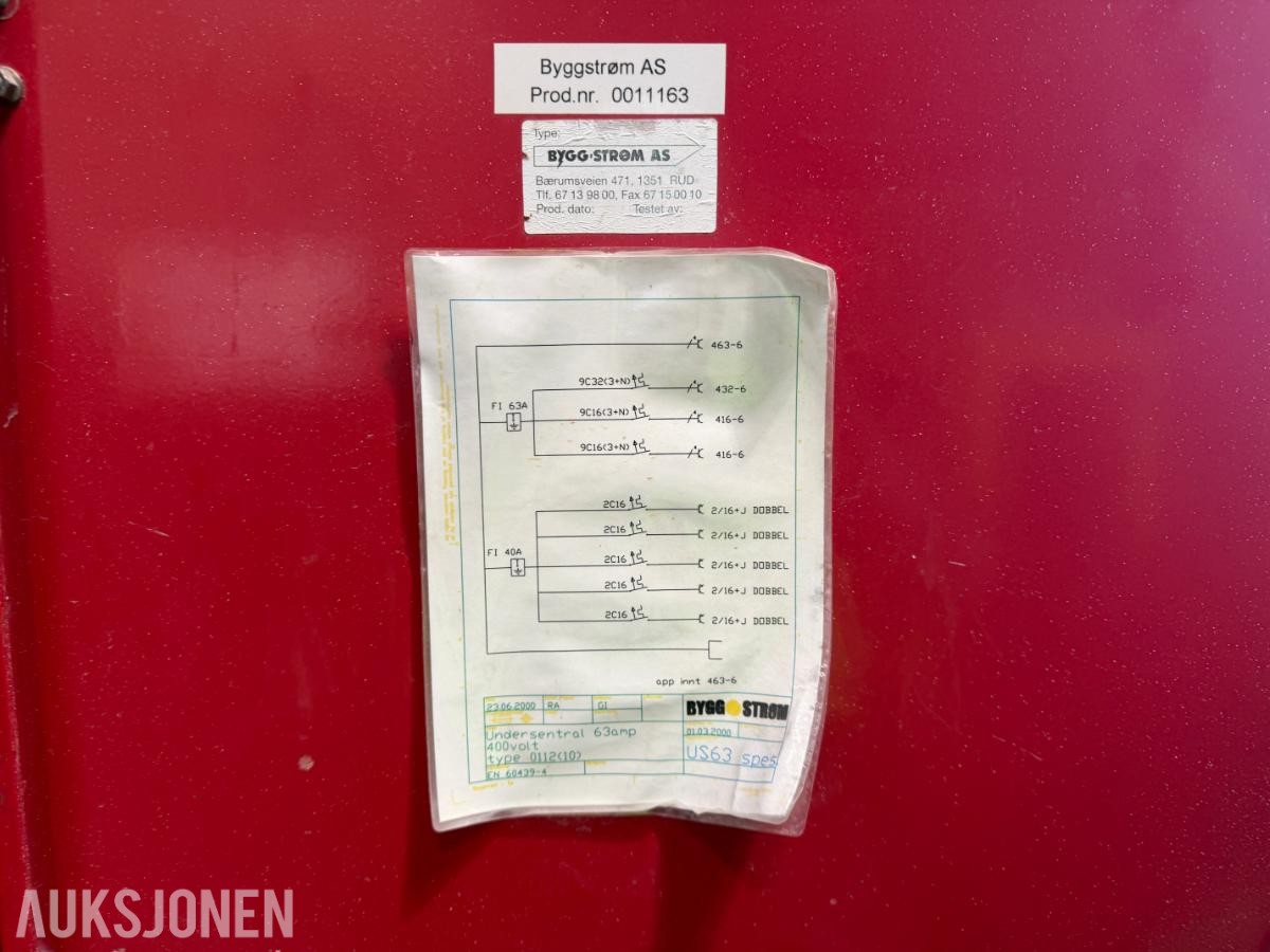 Byggestrømskap / Underfordeling 63A 400V - Byggstrøm AS