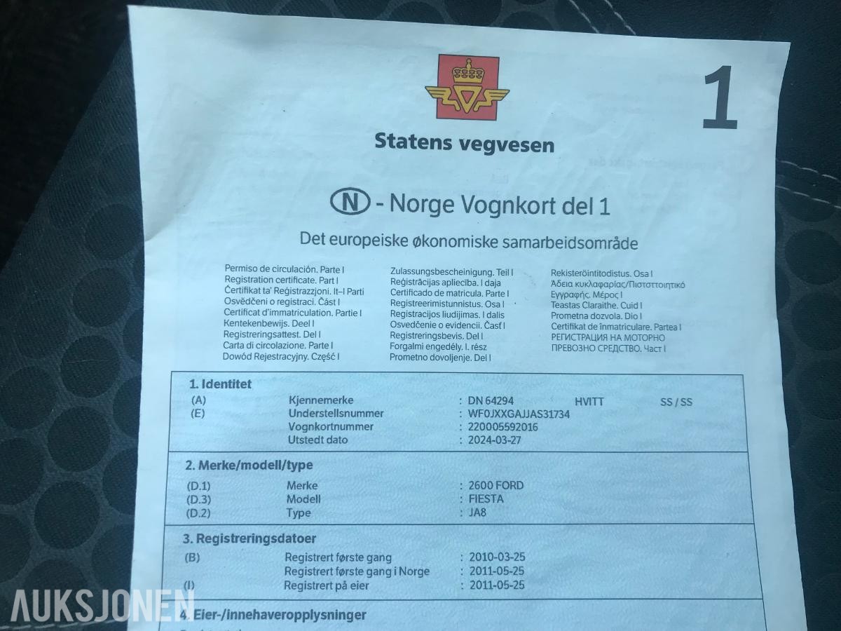 2010 Ford Fiesta 1.6 Diesel, 91200km