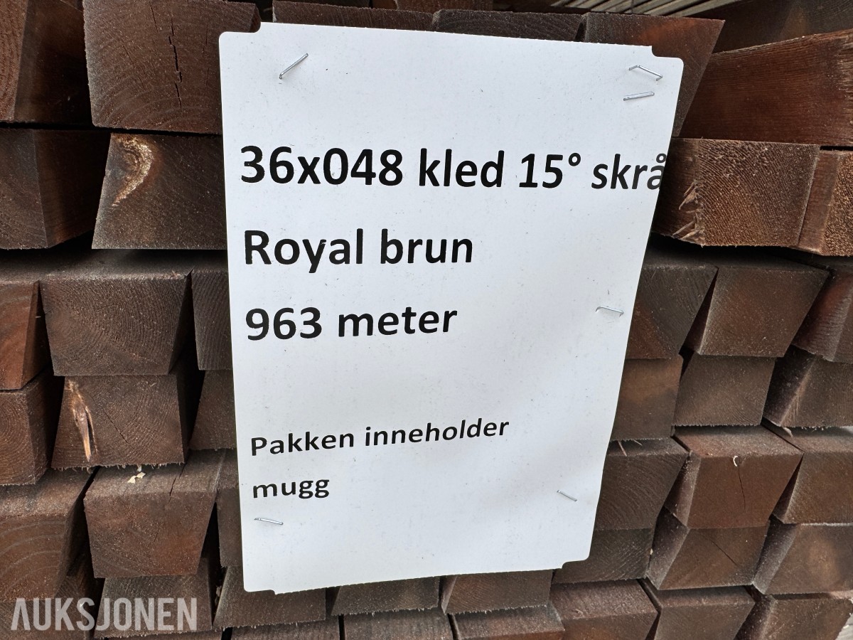 1 pakke Royal brun kledning-lekt 36x48 mm 15 grader