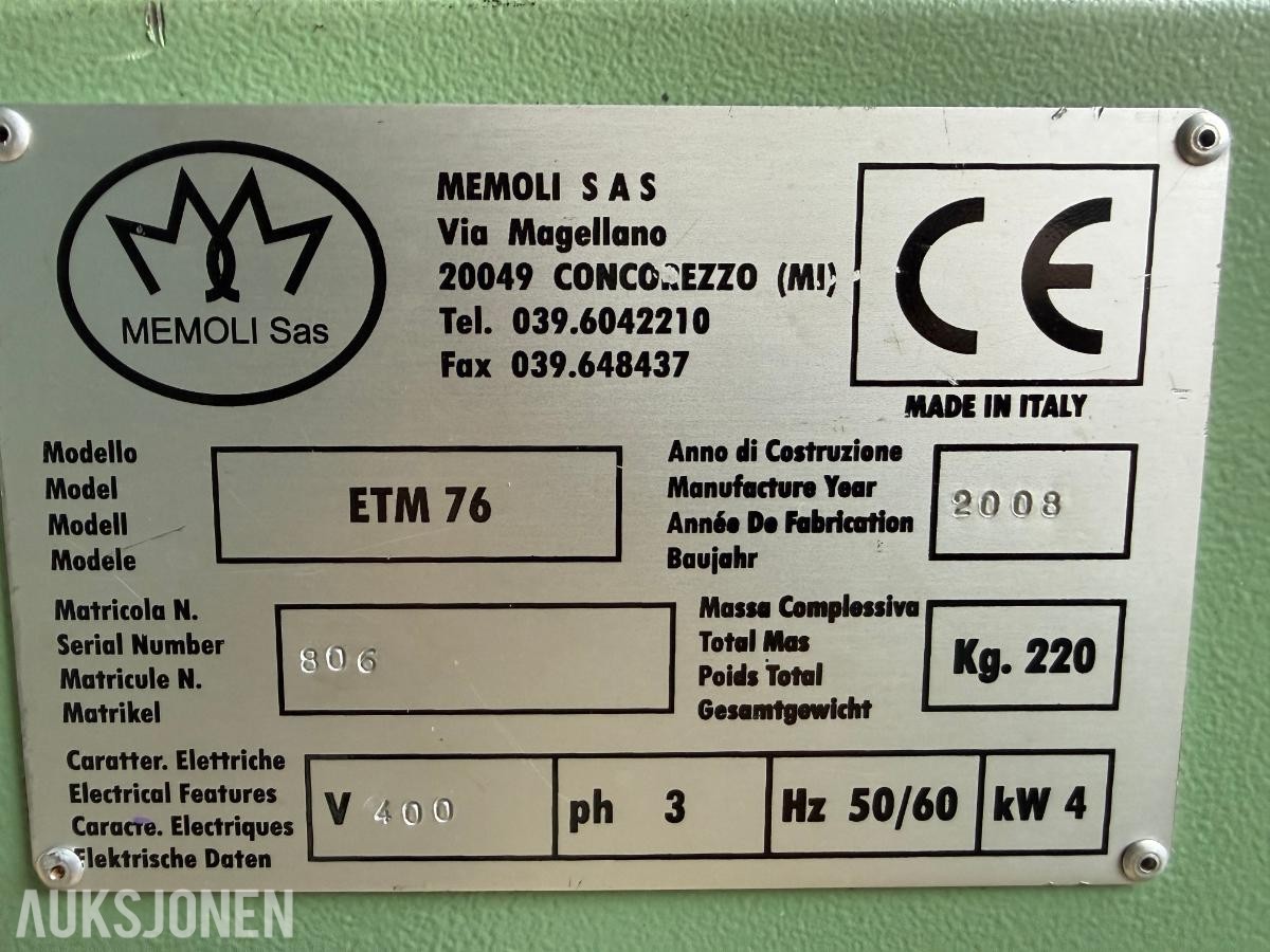 2008 Memoli rørbøyemaskin ETM 76