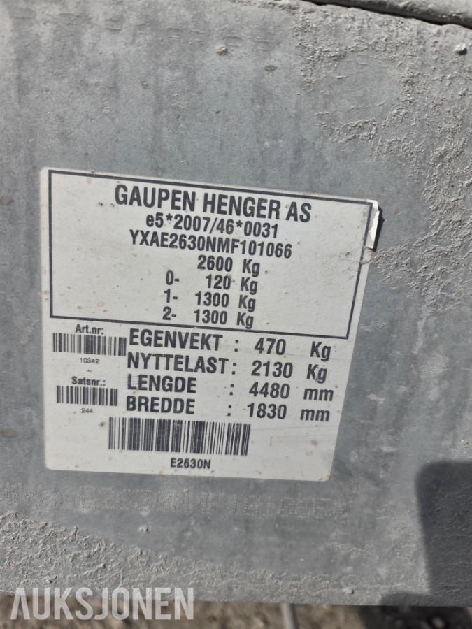 2021 Gaupen E2630N Varehenger-2600kg