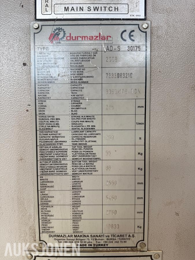 2008 DURMA Kantpresse AD-S 30175