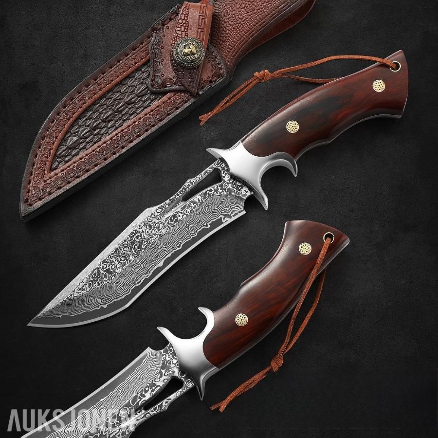 Damaskus Jaktkniv + Slipestein – 48 TIMERS AUKSJON