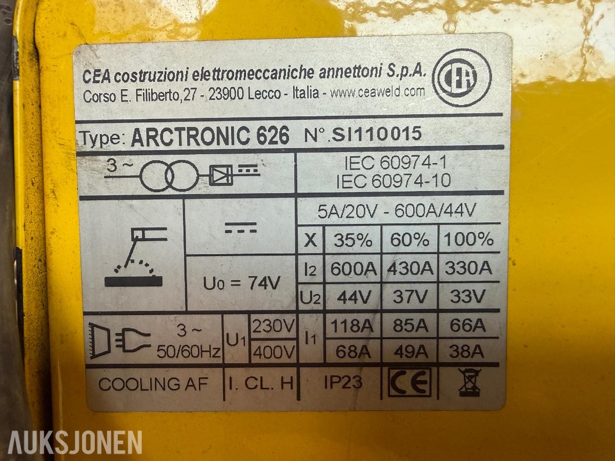 CEA ARCTRONIC 626, 600amp kullfuge maskin