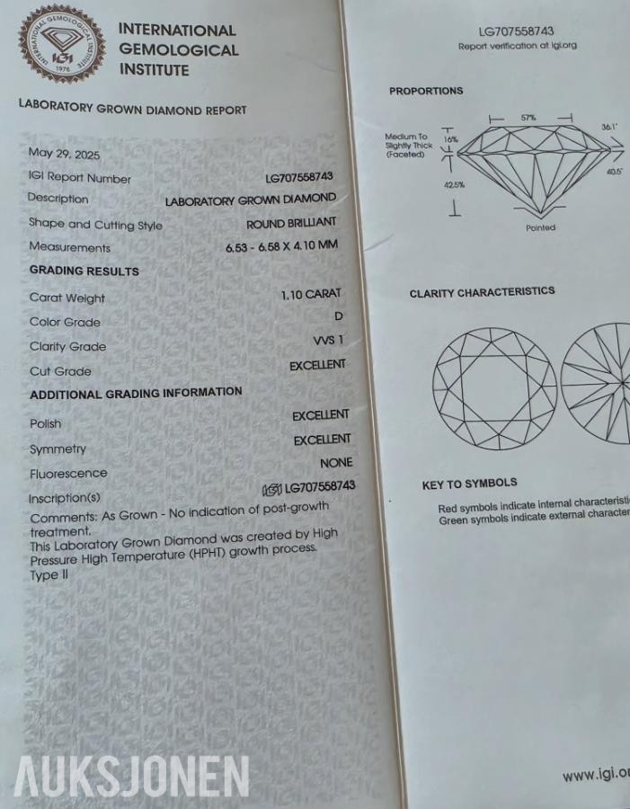 Matchet par: 2,20CT Lab-diamanter - D/VVS1 - Triple Excellent.