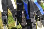 Various swimming/diving equipment Wet suits XL & L