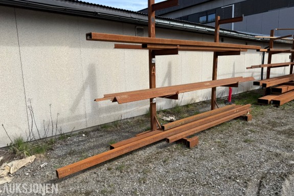 Stålreol med konstruksjonsstål – firkantrør, vinkeljern opptil 6 meters lengder