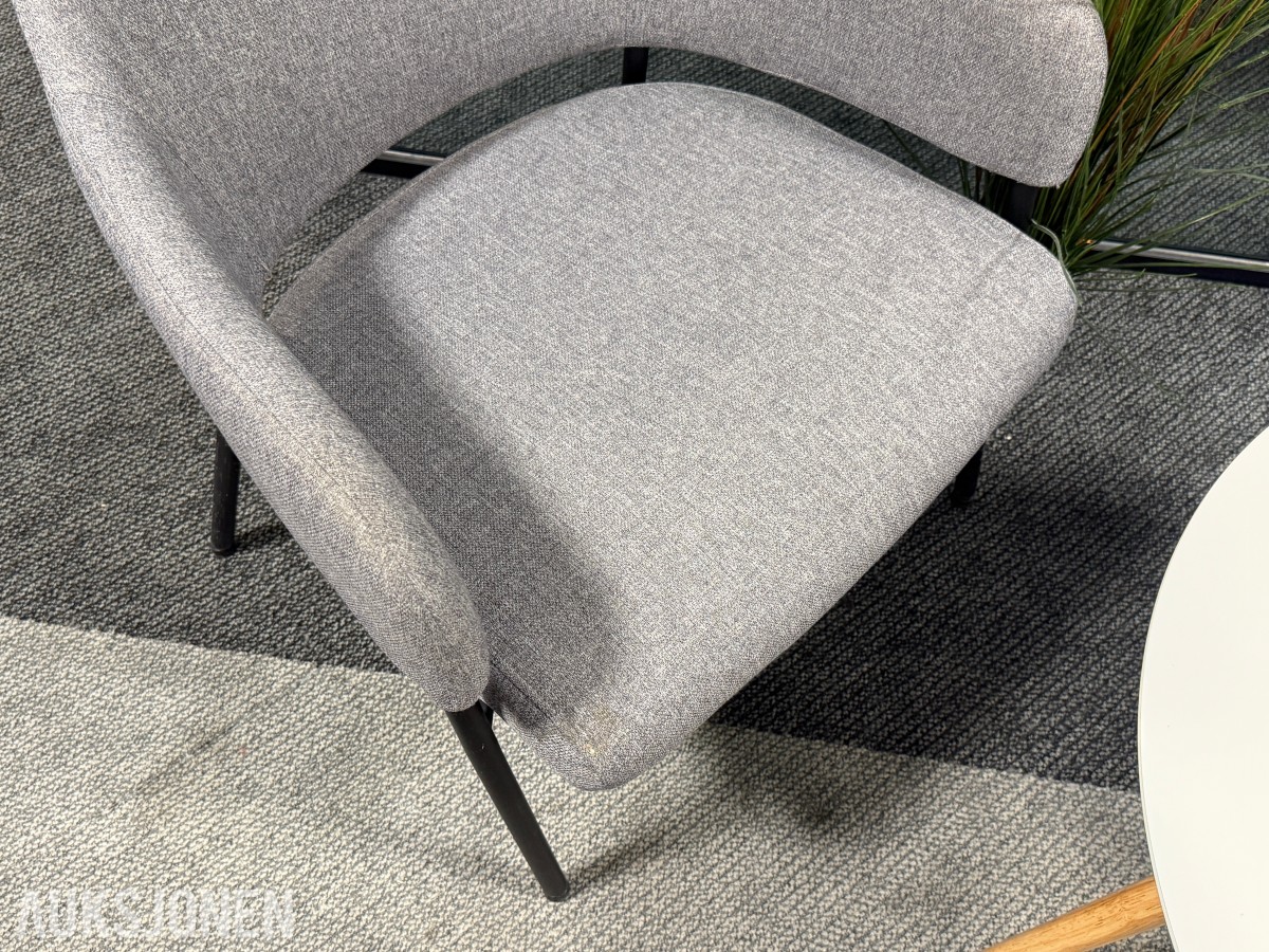 Sittegruppe med stoler, bord og planter 