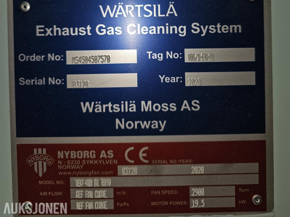 2020 Industriell sentrifugalvifte – Wärtsilä / Nyborg / ABB – 19,5 kW