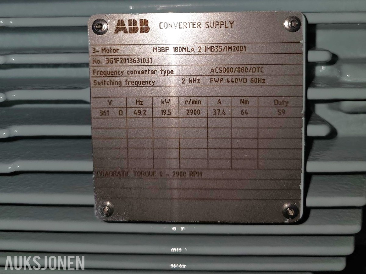 2020 Industriell sentrifugalvifte – Wärtsilä / Nyborg / ABB – 19,5 kW