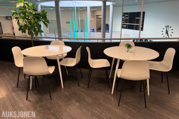 2 STK Runde spisebord med 8 STK stoler – komplett sett og plante