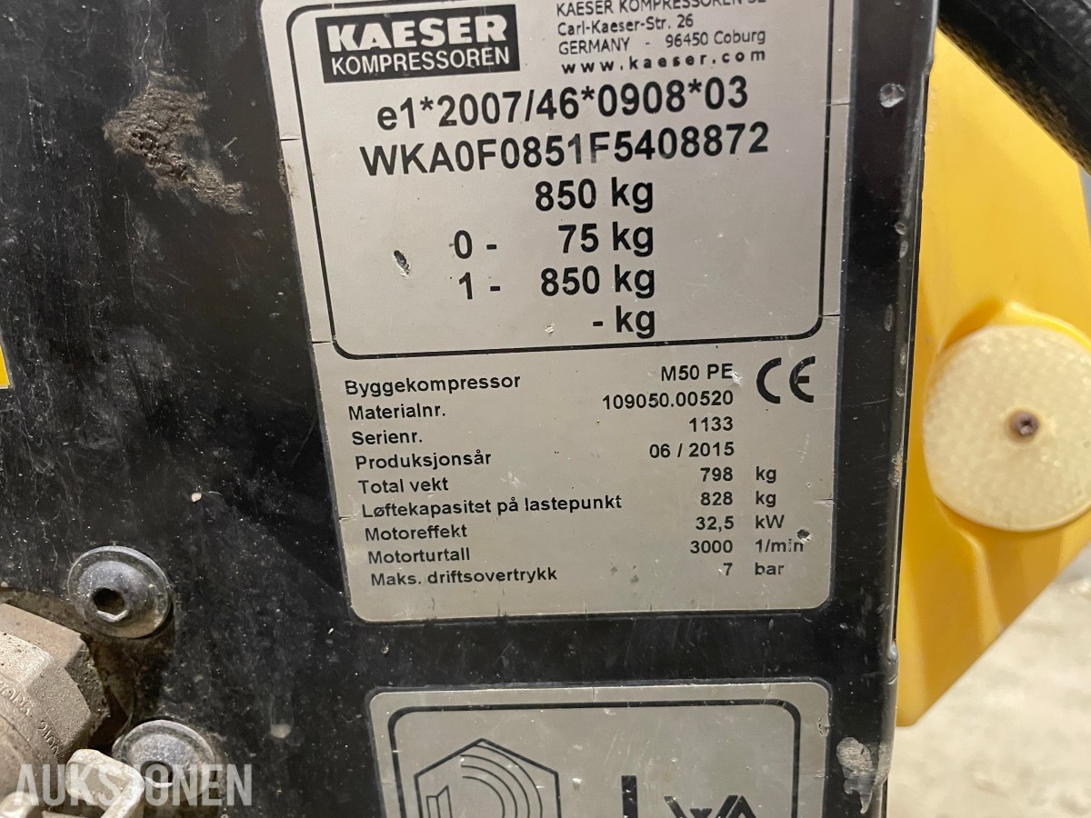2015 Kaeser M50 PE kompressor m/trykkslanger