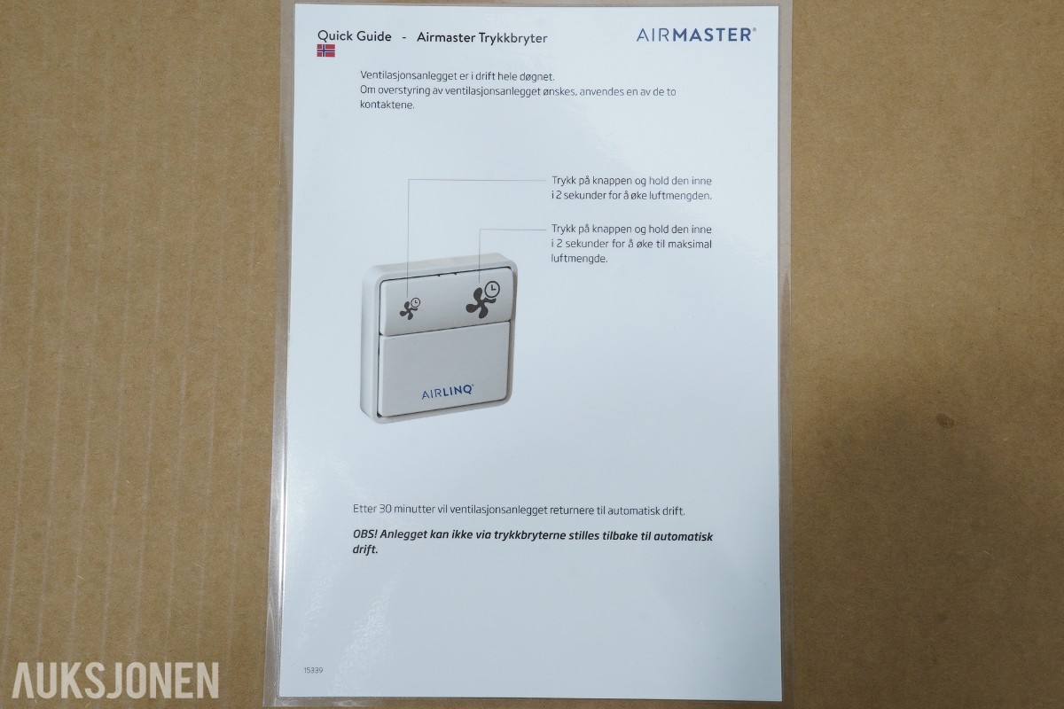 Airmaster AM 150 H ventilasjonsaggregat med varmegjenvinning