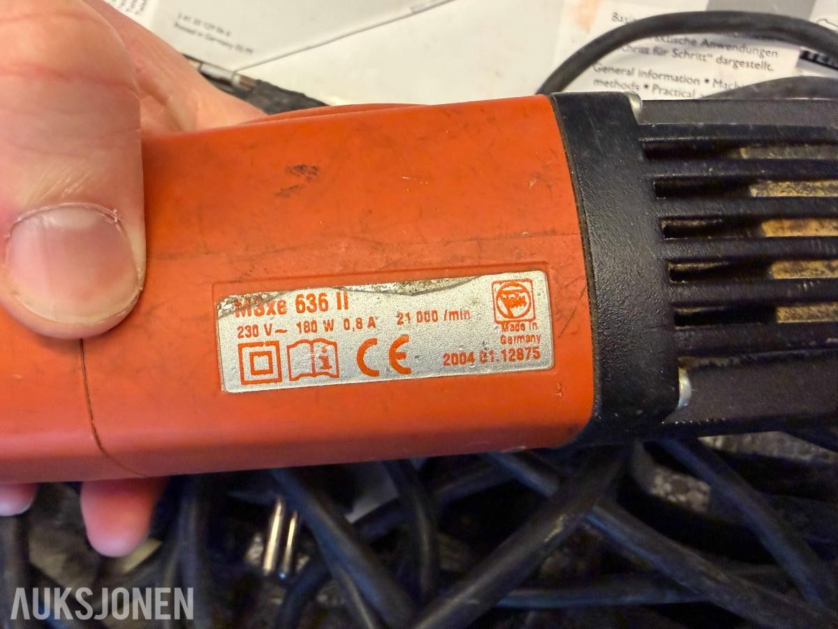 Diverse verktøy: Bosch sirkelsag, Milwaukee, Fein, Hilti + kabelrulle m.m.