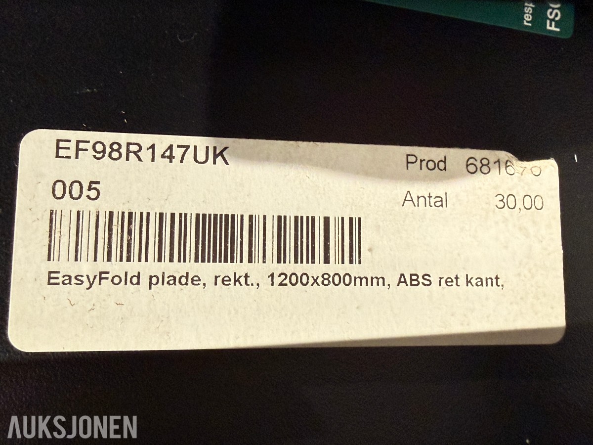 Ca 20 stk EasyFold klappbord 1200x800 mm – med traller