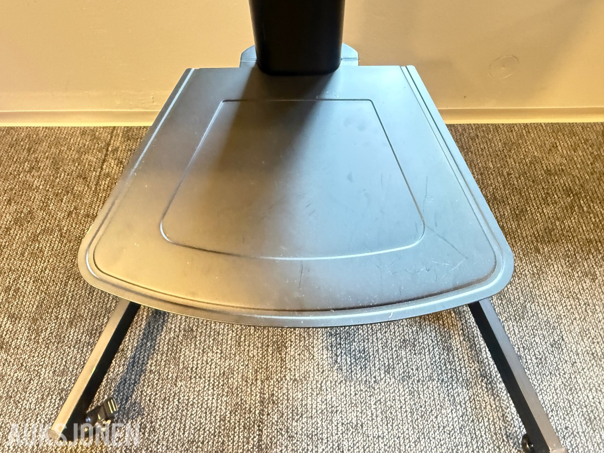 Samsung 65” TV med gulvstativ på hjul og fjernkontroll