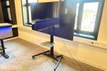Samsung 65” TV med gulvstativ på hjul og fjernkontroll