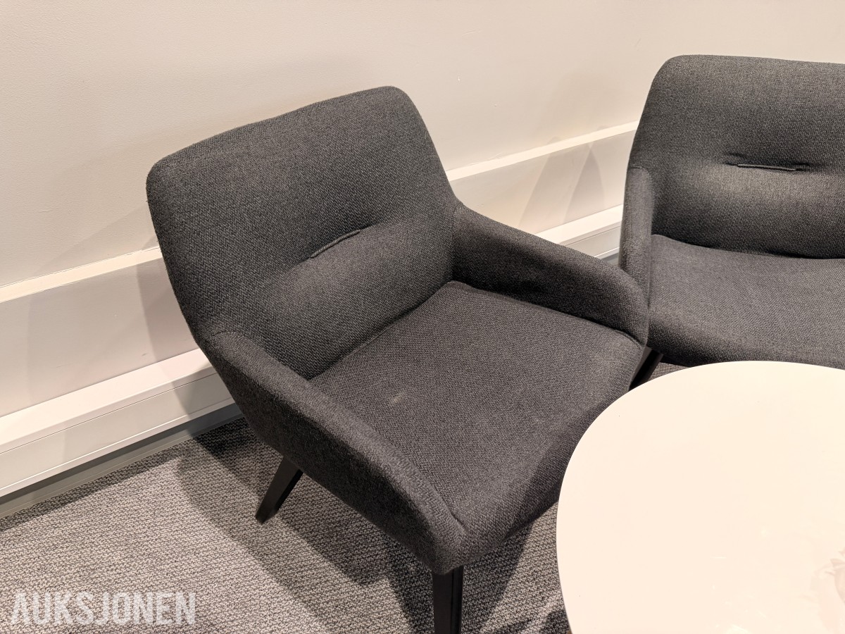 Komplett loungegruppe – 3 lenestoler + rundt bord