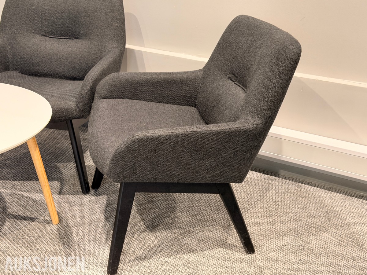Komplett loungegruppe – 3 lenestoler + rundt bord